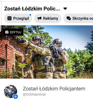 Screen  profilu na facebooku Zostań Łódzkim Policjantem.