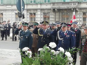 uroczyste obchody Święta Trzeciego Maja z udziałem insp. Andrzeja Łapińskiego KWP w Łodzi.