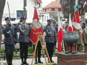 uroczyste obchody Święta Trzeciego Maja z udziałem insp. Andrzeja Łapińskiego KWP w Łodzi.