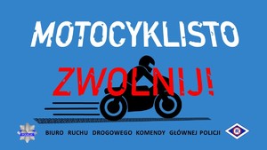 Logo motocyklisto zwolnij.