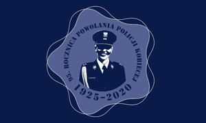 Grafika, kobieta  w mundurze z okazji 95. rocznicy powołania policji kobiecej.