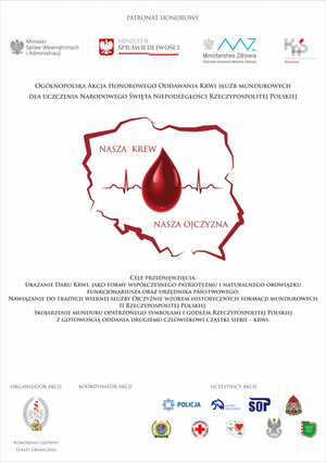 Plakat zachęcający do udziału w akcji Nasza krew - nasza ojczyzna.