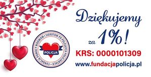 Serduszka i napis dziękujemy oraz numer KRS fundacji.