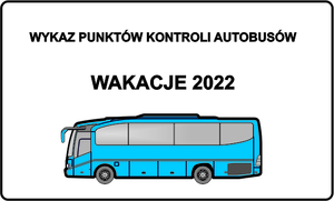 Grafika z autobusem i napisem wykaz kontroli autobusów.