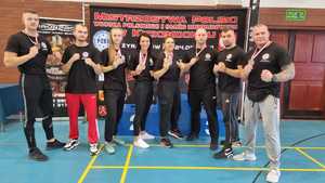 Reprezentacja Kadry Sztuk Walki Policji województwa łódzkiego na Mistrzostwach Polski Służb Mundurowych w Kickboxingu.