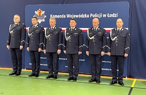 Dowódcy Oddziału Prewencji Policji w Łodzi wraz z Komendantami.