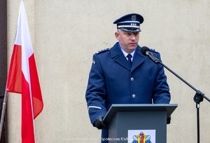 Inspektor Jarosław Rybka pełniący Obowiązki I Zastępcy Komendanta Wojewódzkiego Policji w Łodzi.