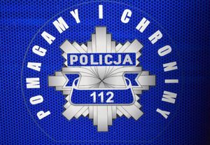 Napis pomagamy i chronimy gwiazda policyjna w środku 112