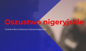 Na niebieskim tle napis czerwony oszustwo nigeryjskie.