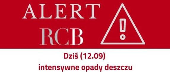 Czerwone tło -Alert RCB.