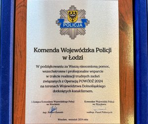 Podziękowania dla policjantów.