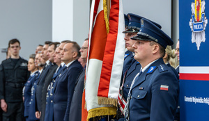 Sztandar Komendant Wojewódzkiej Policji w Łodzi.