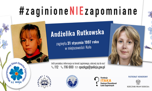 Plakat z wizerunkiem zaginionej