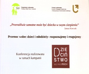 Napis Przemoc wobec dzieci i młodzieży - rozpoznajemy i reagujemy.