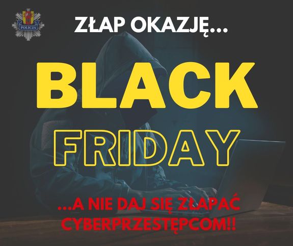 Grafika przedstawiająca ostrzeżenie dotycząca Blach Friday.