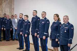 Kadra kierownicza Komendy Wojewódzkiej Policji w Łodzi.