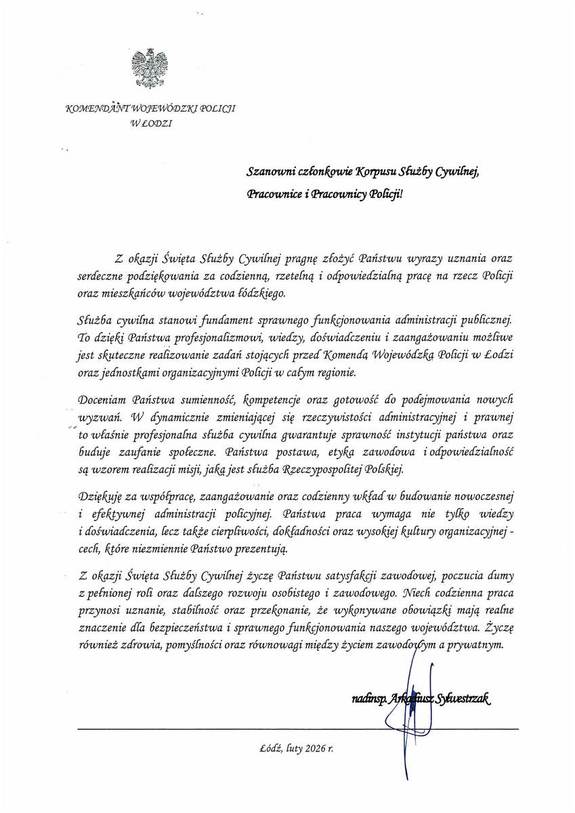 Życzenia komendanta.