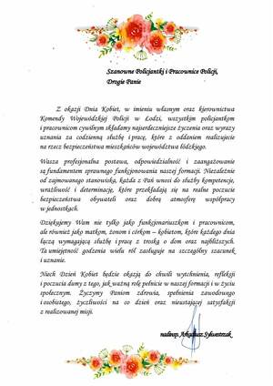 Życzenia Komendanta Wojewódzkiego Policji w Łodzi.