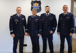 Na zdjęciu kierownictwo KWP w Łodzi wraz z komendantami powiatowymi.