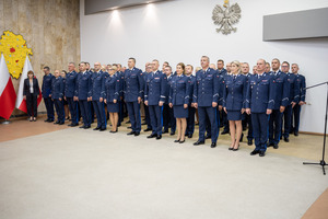 Kadra kierownicza Komendy Wojewódzkiej Policji w Łodzi.