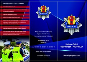Ulotka z informacjami dotyczącymi warunków doboru do służby w Policji