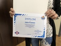 Dyplom konkursowy za najlepszy portret maskotki Speedek dla Izabeli Pytlowskiej.