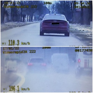 Obrazy z videorejestratora, samochody jadące ulicami.