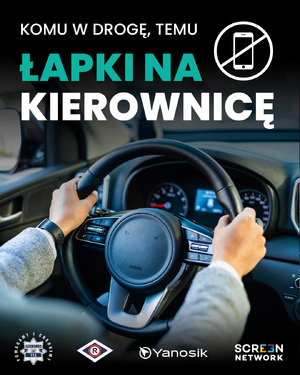 Grafika przedstawiająca akcję  Łapki na kierownicę.