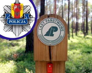 Logotyp Komendy Wojewódzkiej Policji w Łodzi oraz Lasów Państwowych w Łodzi.