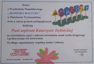 podziękowanie dla policjantów