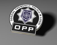 logo Oddziału Prewencji Policji w Łodzi w rzucie 3D
