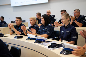 Funkcjonariusze łódzkiej policji podczas spotkania.