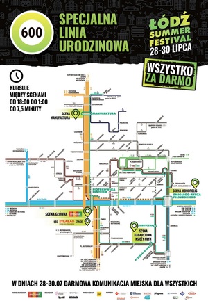 Mapka specjalnych linii autobusowych.