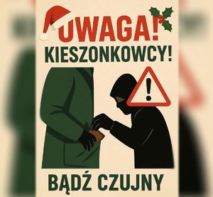 Przykładowa grafika ostrzegająca przed kieszonkowcami.