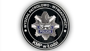 Logo Wydziału Patrolowo - Wywiadowczego Komendy Miejskiej Policji w Łodzi.