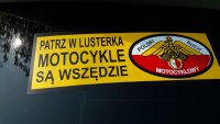 naklejka motocykle sa wszędzie patrz w lusterka