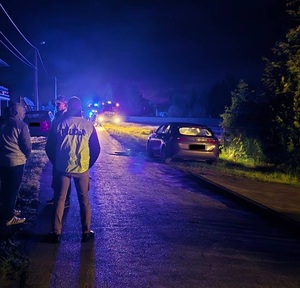 policja i straż pożarna na miejscu zdarzenia.