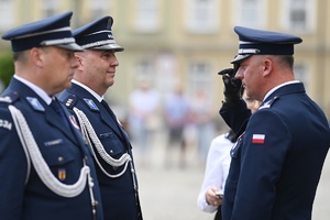 Komendant KWP Łódź wraz z komendantami.