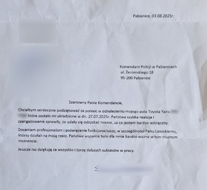 Treść podziękowań.