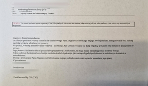 Treść podziękowań.