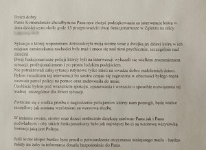 zdjęcie podziękowań dla policjantów