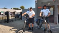 Policyjny patrol rowerowy.