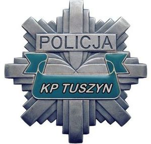 Odznaka policyjna z napisem Policja KP Tuszyn.