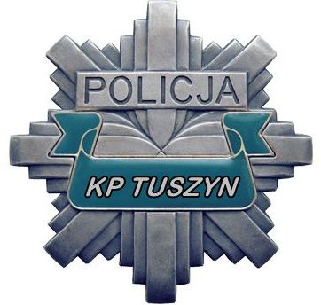 Odznaka policyjna z napisem Policja KP Tuszyn.