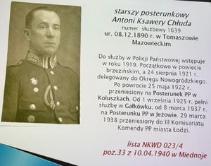 Zdjęcie i opis starszego posterunkowego Antoniego Ksawerego Chłudy.