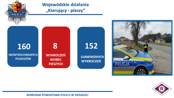 Grafika podsumowująca działania kierujący - pieszy.
