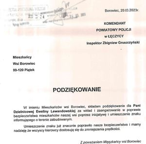 Dokument z tekstem skierowany do Komendanta Powiatowego przez mieszkańców.