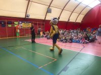spotkanie z dziećmi na sali gimnastycznej, nauka poprzez zabawę z Panem Mrówką