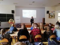 wykład Jarosława Olbrychowskiego  o funkcjonariuszach Policji Państwowej ofiar Zbrodni Katyńskiej
