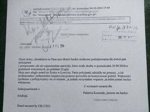 podziękowania dla policjantek.